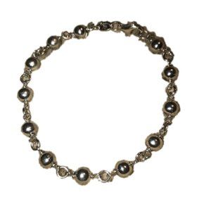 DYADEMA Sterling Silver Chrome Ball Bead Link Bracelet 925 Italy 7.5” Long